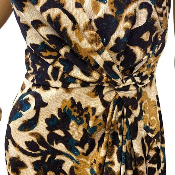 Muse Faux Wrap Front Twist Dress Womens Sz 4 Dress w/Stretch Knee Length Paisley - Picture 3 of 11